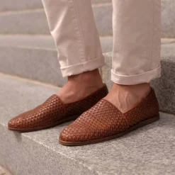 Nisolo Oxfords & Loafers-Alejandro Woven Slip On Woven Brandy