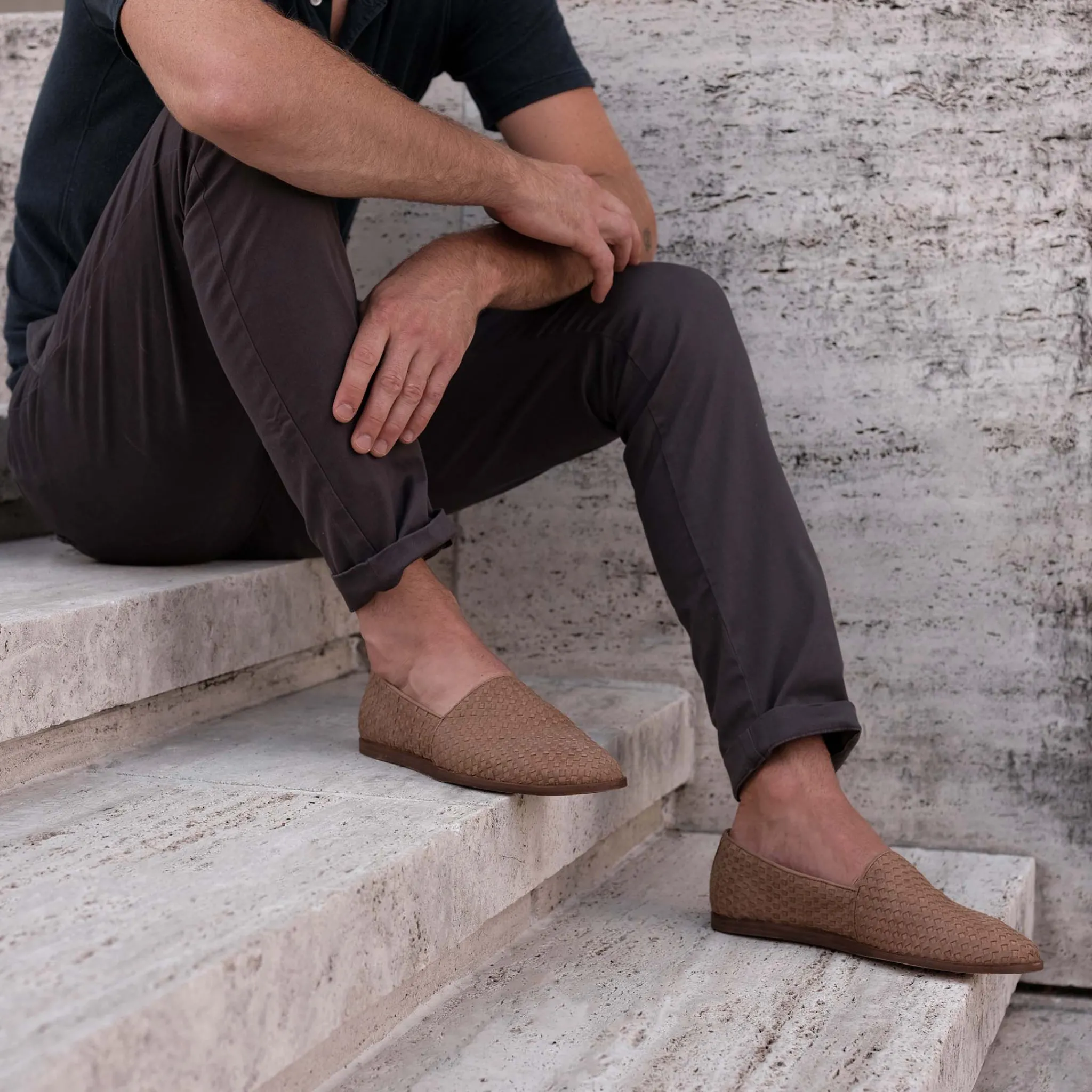 Nisolo Sandals & Slip Ons-Alejandro Woven Slip On Woven Tobacco