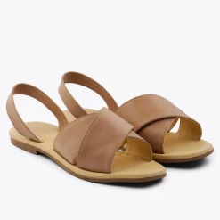 Nisolo Flats & Slip Ons-All-Day Cross Strap Sandal Almond