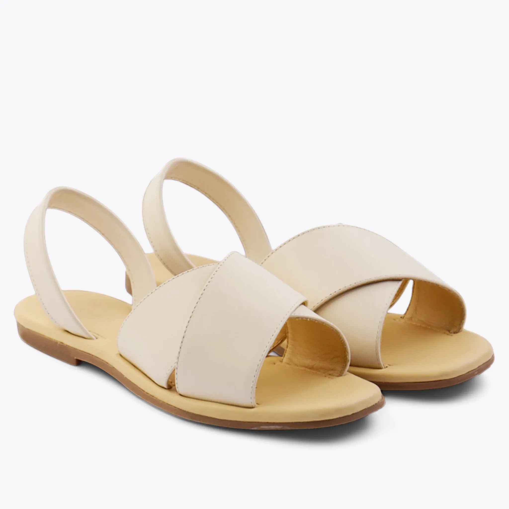 Nisolo Flats & Slip Ons-All-Day Cross Strap Sandal Bone