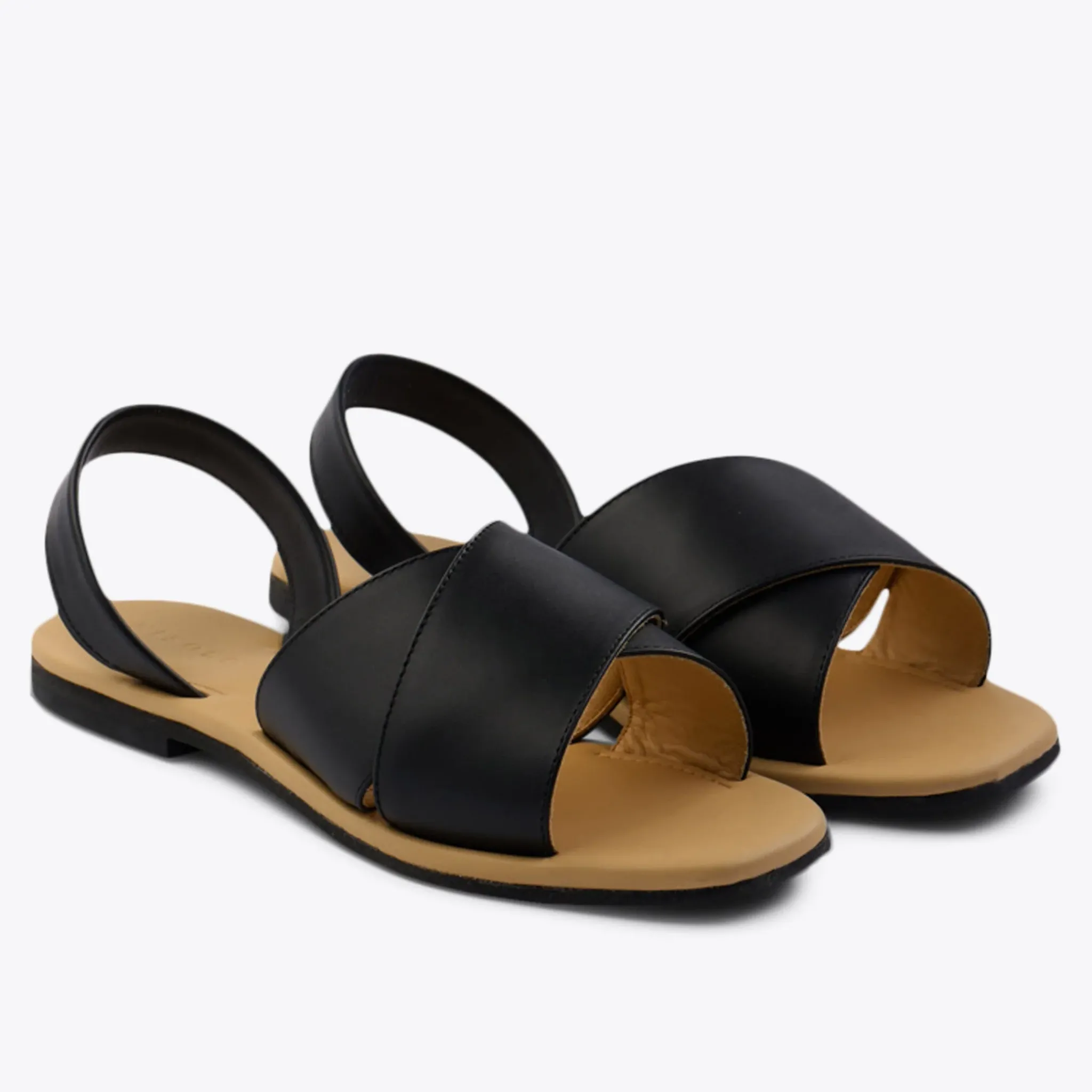 Nisolo Flats & Slip Ons-All-Day Cross Strap Sandal Black