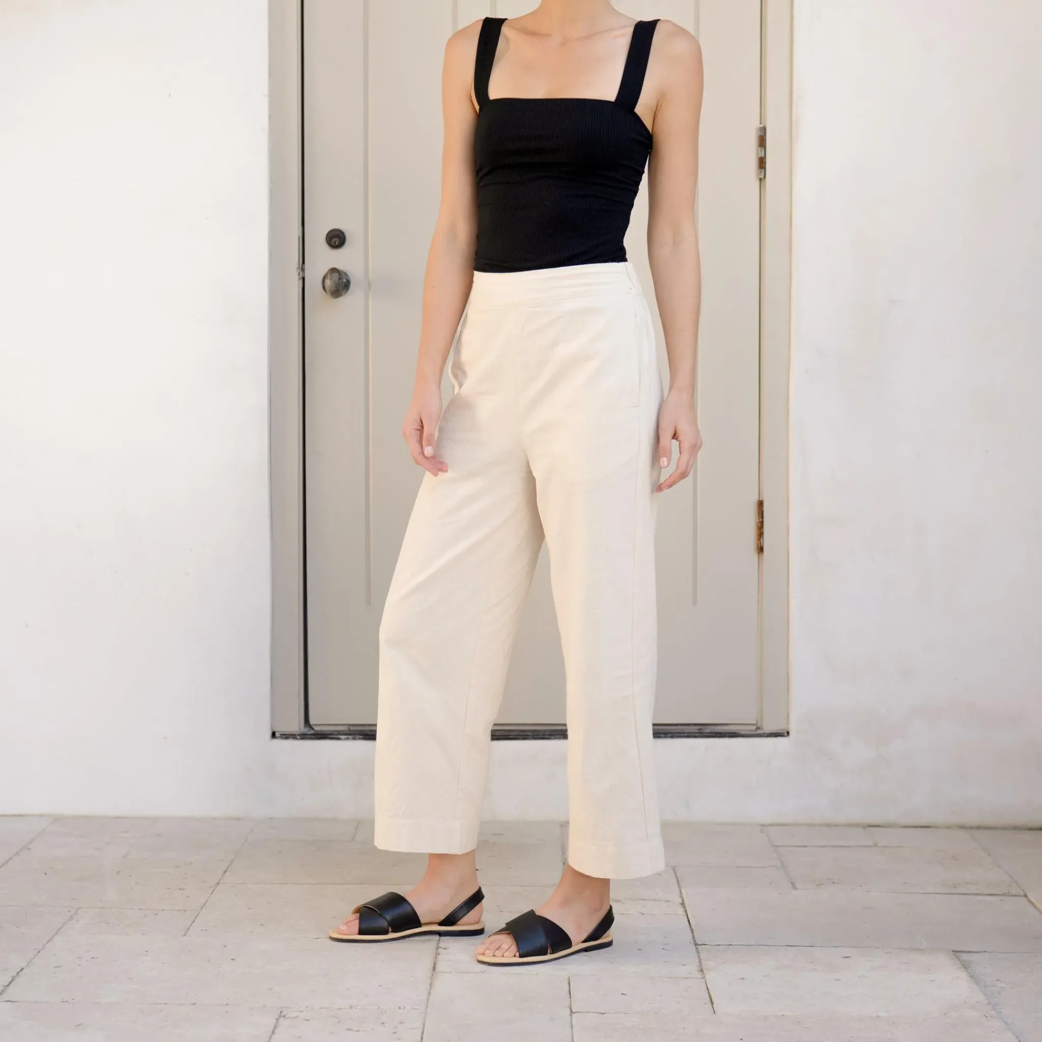 Nisolo Flats & Slip Ons-All-Day Cross Strap Sandal Black