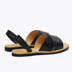 Nisolo Sandals-All-Day Cross Strap Sandal Black