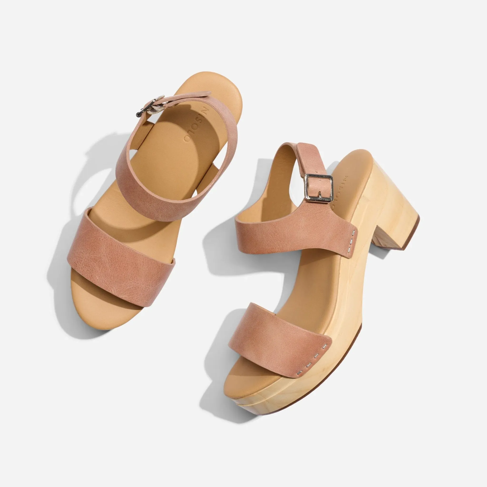 Nisolo Heels-All-Day Open Toe Clog Desert Rose