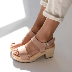 Nisolo Heels-All-Day Open Toe Clog Desert Rose