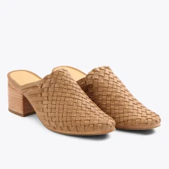 Nisolo Heels-All-Day Woven Heeled Mule Almond