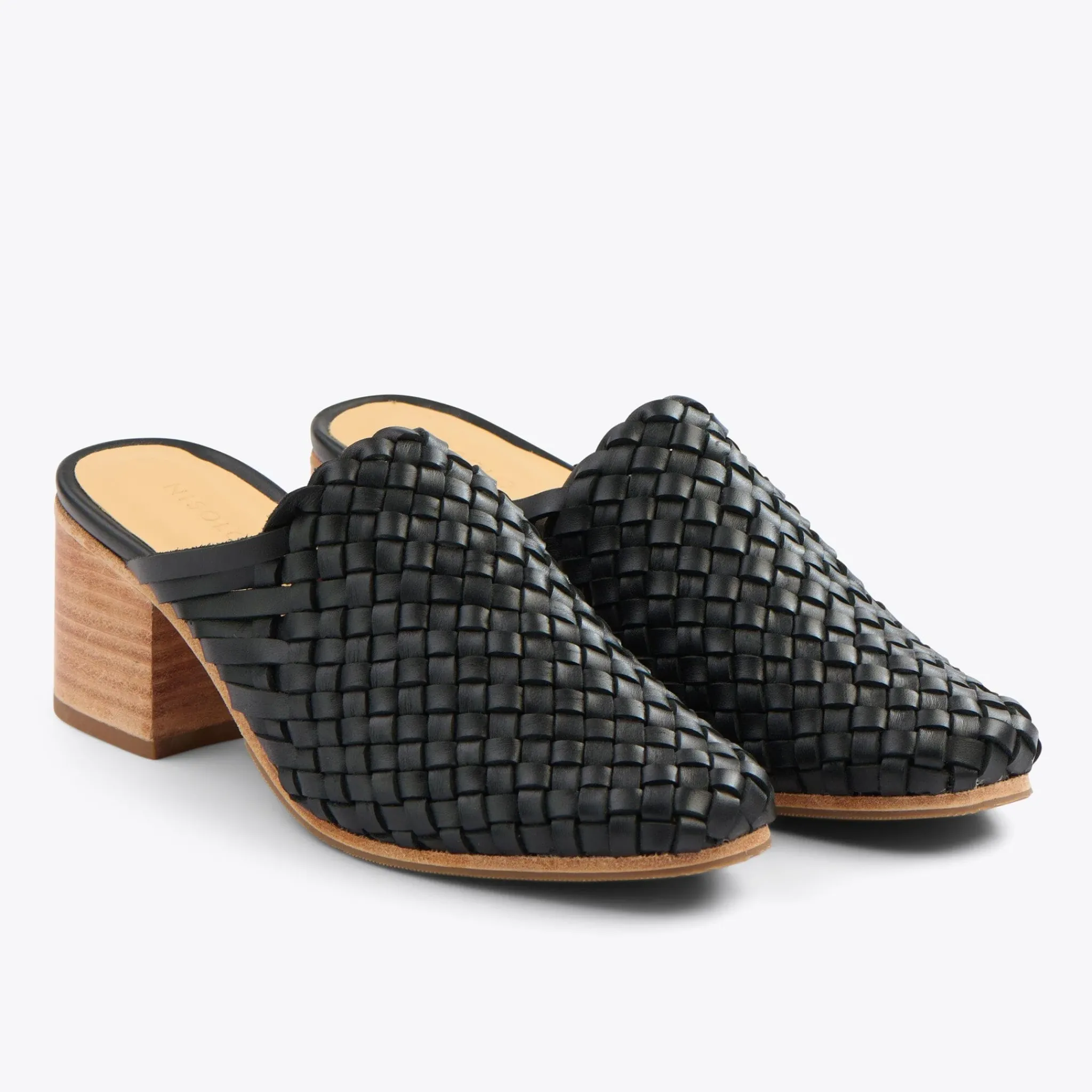 Nisolo Heels-All-Day Woven Heeled Mule Black