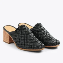 Nisolo Mules-All-Day Woven Heeled Mule Black