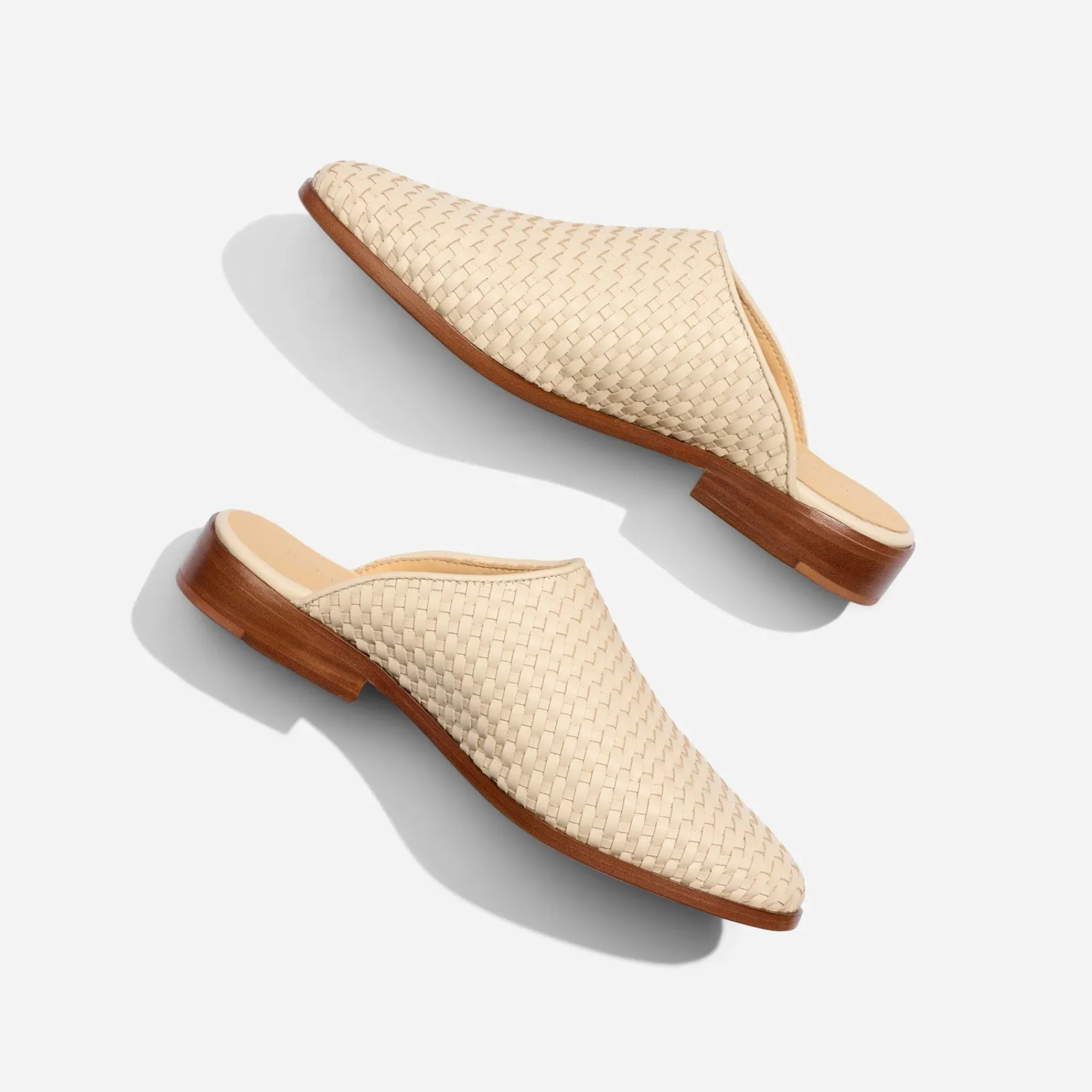 Nisolo Flats & Slip Ons-Ama Woven Mule Woven Bone
