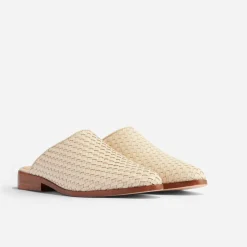 Nisolo Flats & Slip Ons-Ama Woven Mule Woven Bone