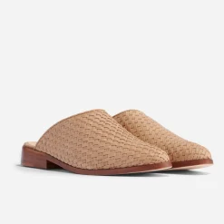 Nisolo Flats & Slip Ons-Ama Woven Mule Woven Almond