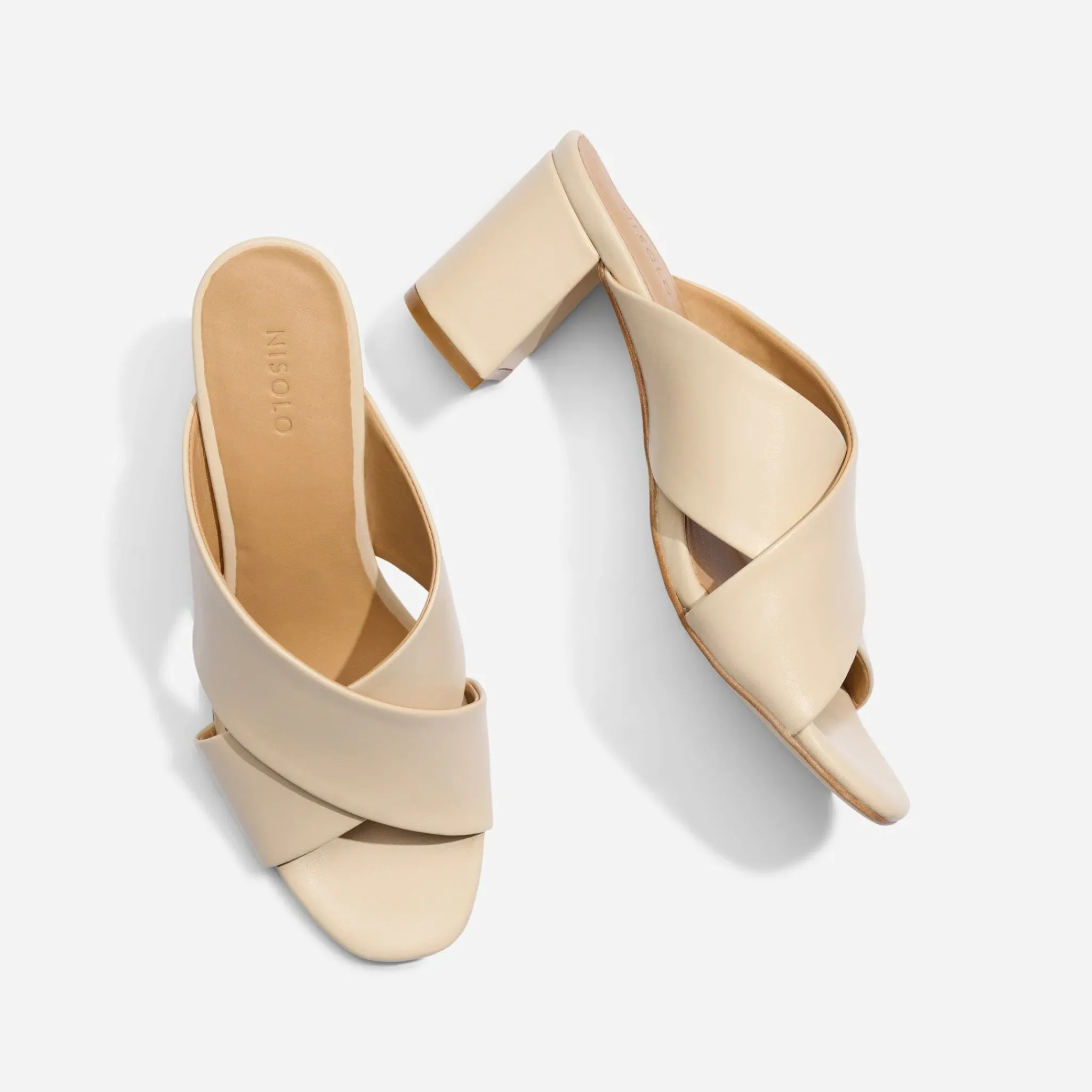 Nisolo Sandals-Carina Cross Strap Mule Bone
