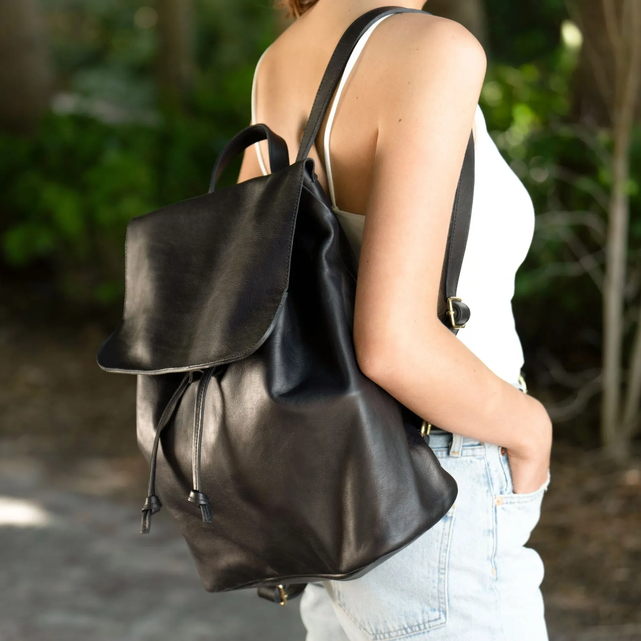 Nisolo Bags & Wallets-Daniela Drawstring Backpack Black