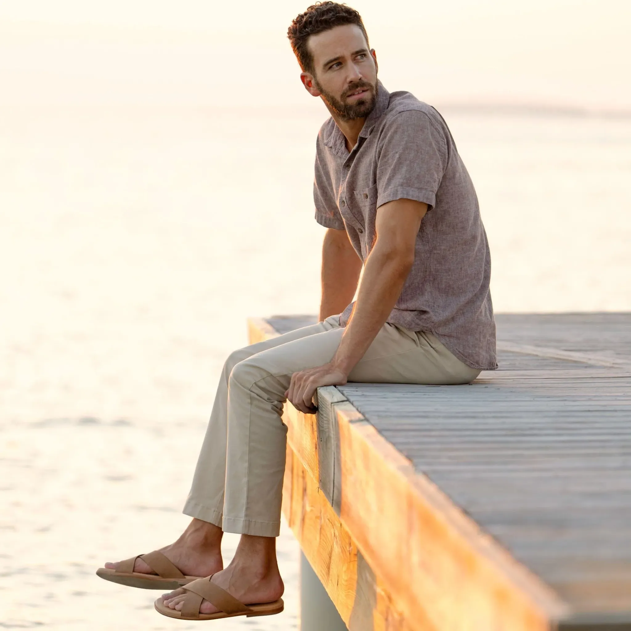 Nisolo Sandals & Slip Ons-Dante Cross Strap Sandal Tobacco