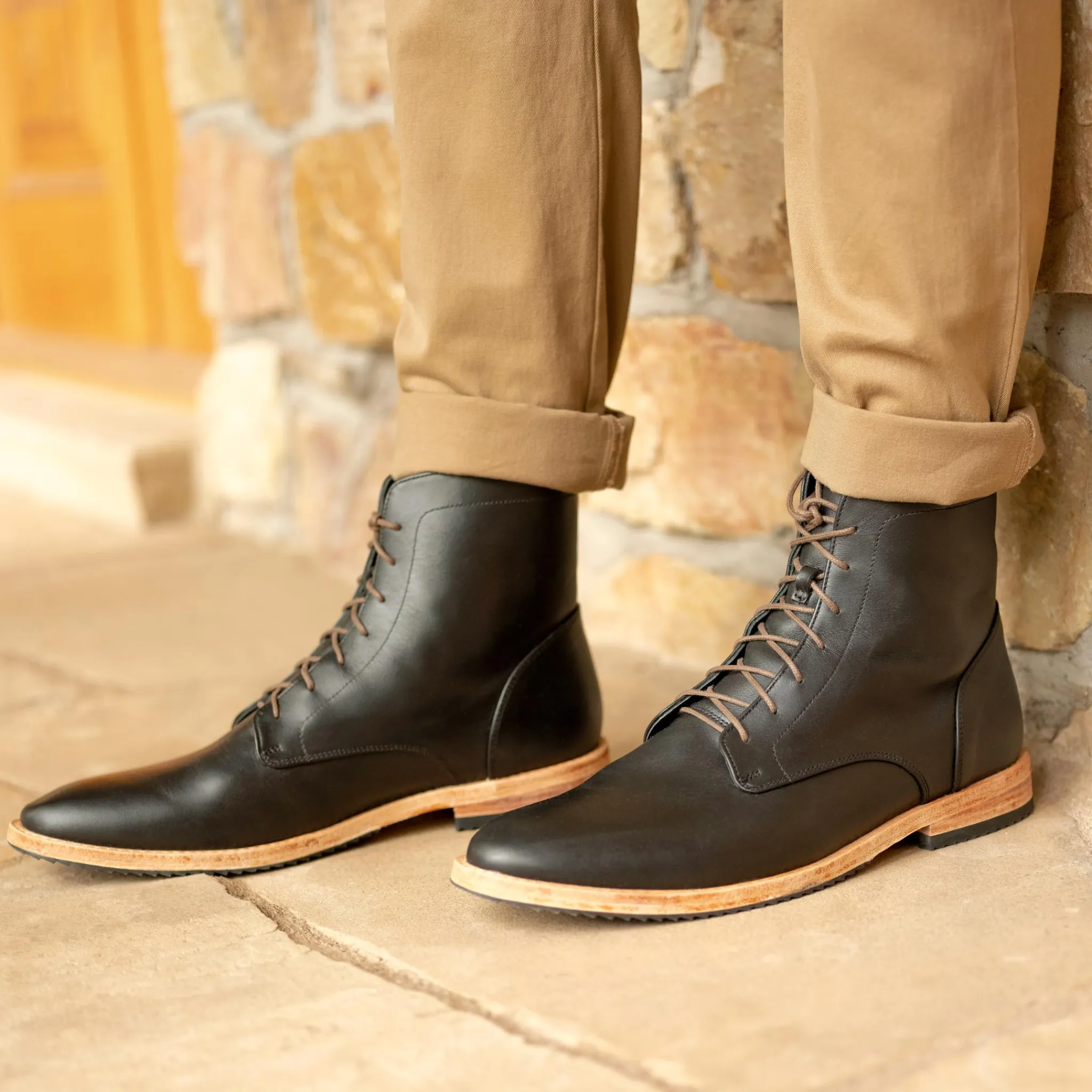 Nisolo Boots-Everyday Lace-Up Boot Black
