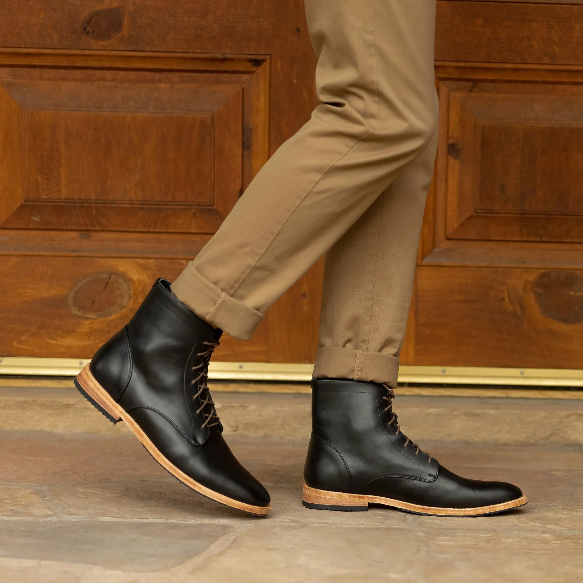 Nisolo Boots-Everyday Lace-Up Boot Black