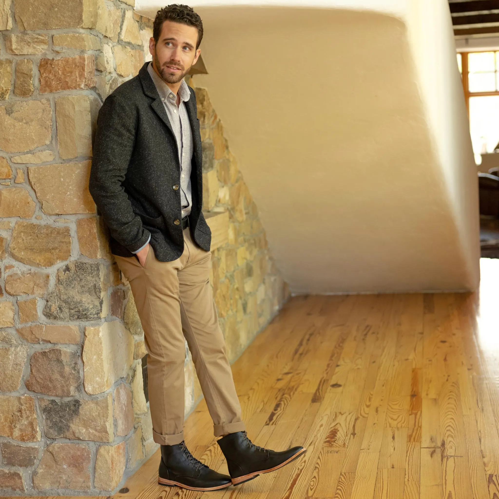 Nisolo Boots-Everyday Lace-Up Boot Black
