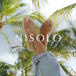 Nisolo Sandals-Go-To Flatform Sandal Bone/Black Colorblock