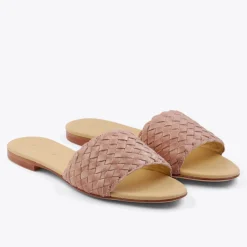 Nisolo Flats & Slip Ons-Isla Woven Slide Woven Desert Rose