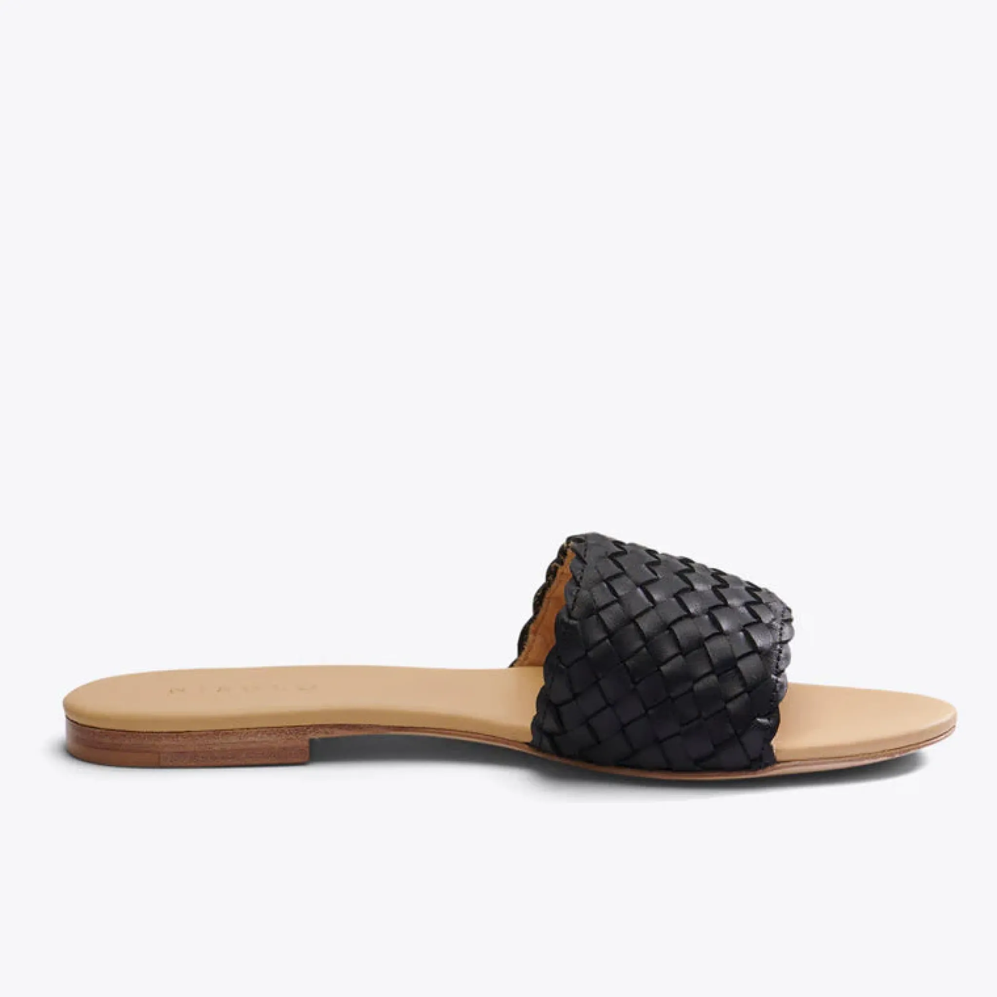 Nisolo Flats & Slip Ons-Isla Woven Slide Woven Black