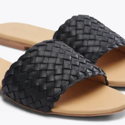 Nisolo Sandals-Isla Woven Slide Woven Black