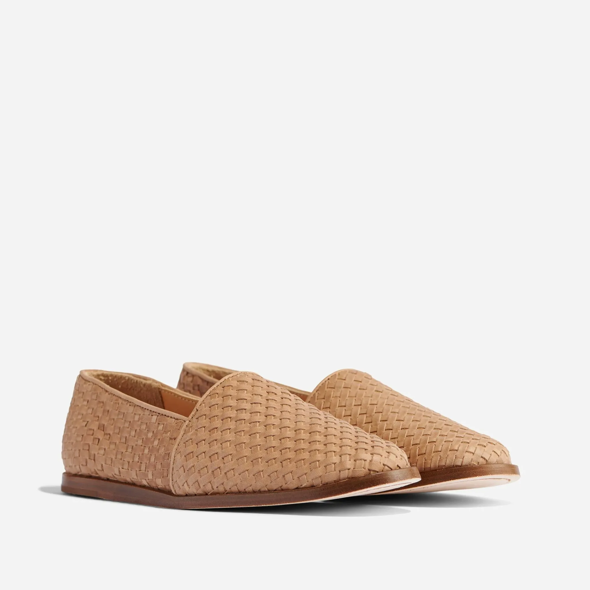 Nisolo Flats & Slip Ons-Mara Woven Slip On Woven Almond