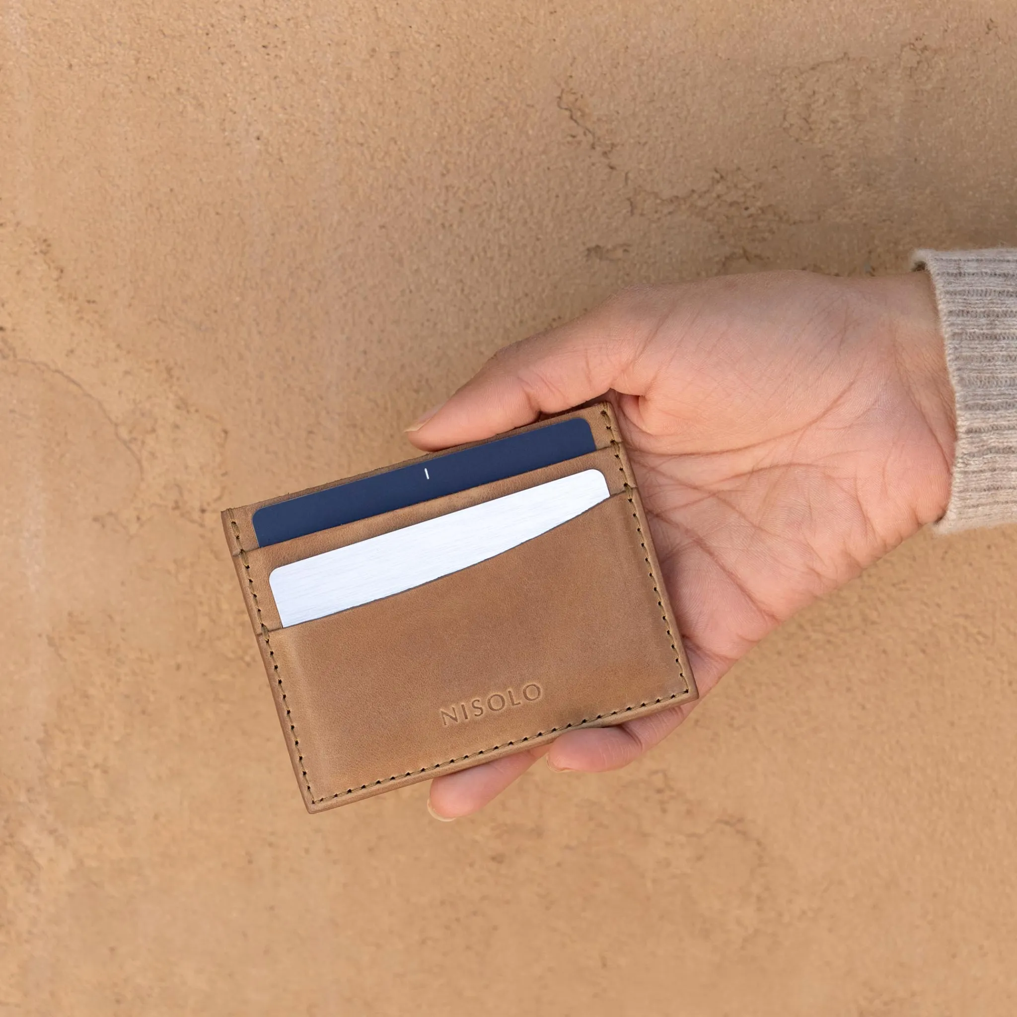 Nisolo Bags & Wallets-Upcycled Leather Card Case Almond