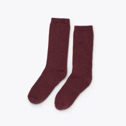 Nisolo Socks-Wool Cushion Crew Hiker Sock Burgundy