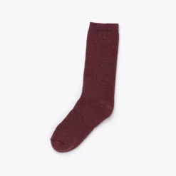 Nisolo Socks-Wool Cushion Crew Hiker Sock Burgundy